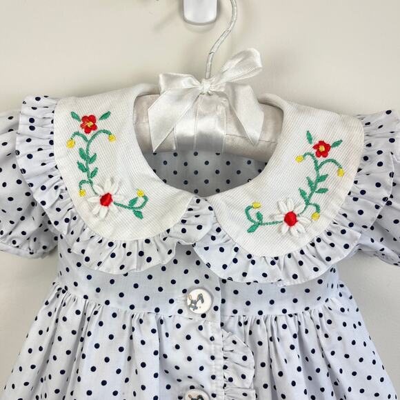 Vintage Sikaffy Polka Dot Dress 6 Months - Picture 2 of 8